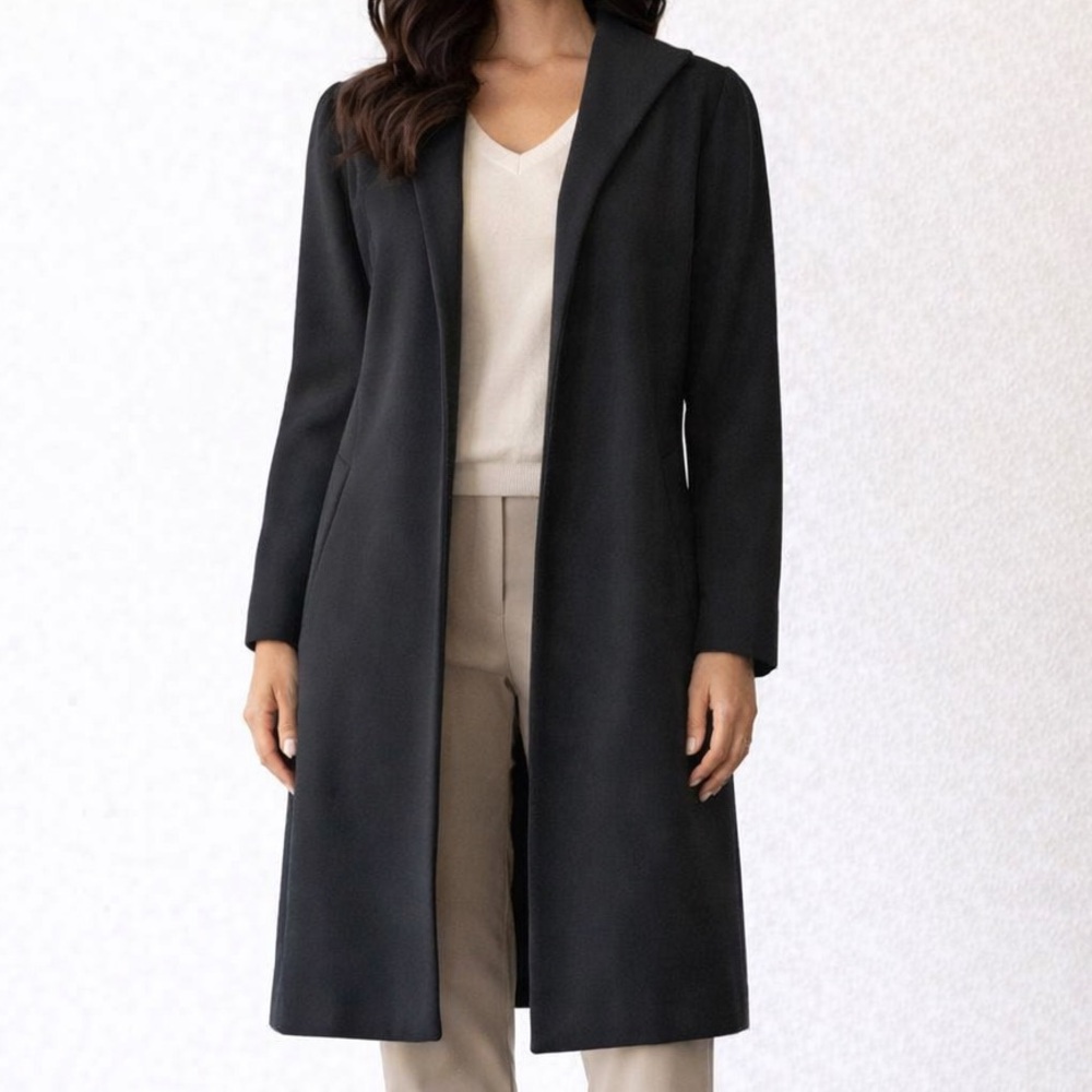 Max Mara women’s Black viscose open face duster/blazer with pockets